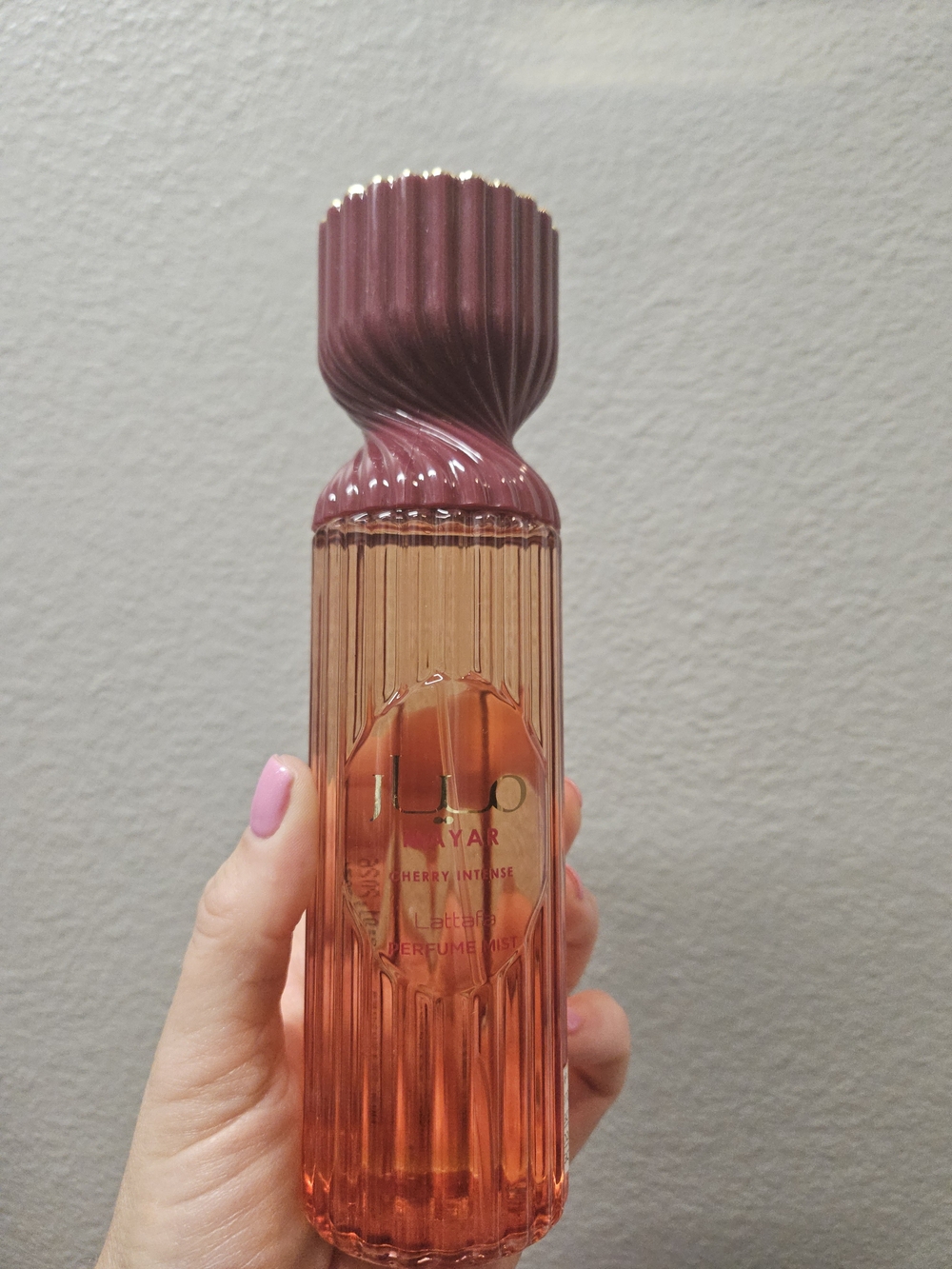 🌞 5/$40 Lataffa Rose-Pink Ribbed Glass Body Mist Cherry Intense